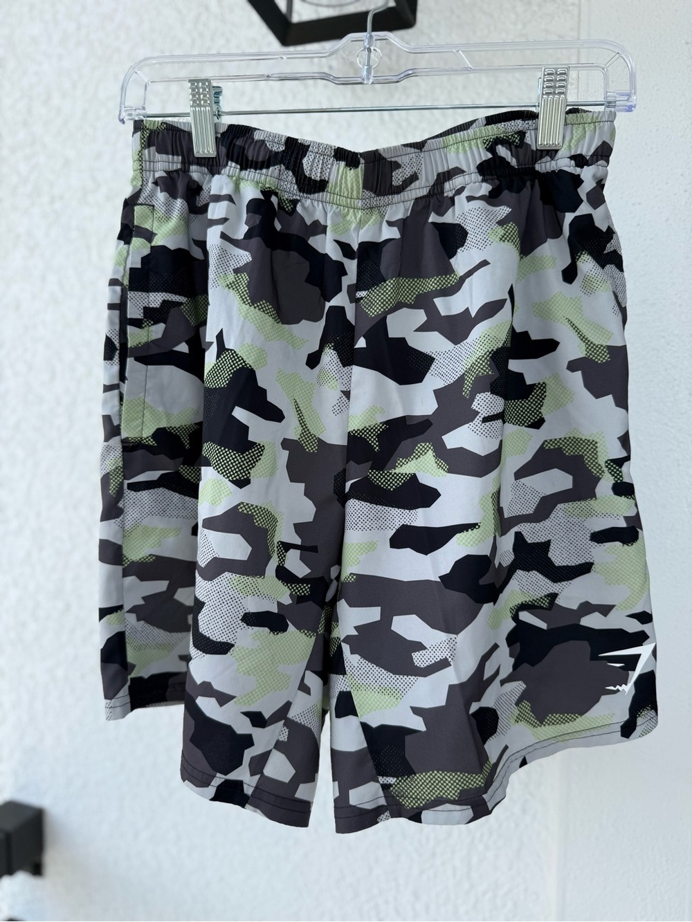 Gymshark Men's Camo Shorts - Green, Black & White